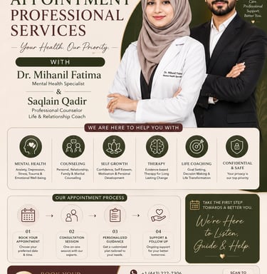 Appointment Professional Services WIth Dr. Mihanil Fatima & Saqlain Qadir