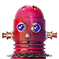 Head of robot sculpture created by artist Tal Avitzur.