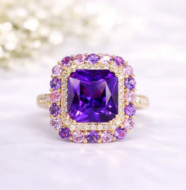 amethyst lilac sapphire diamond ring in 18k rose gold