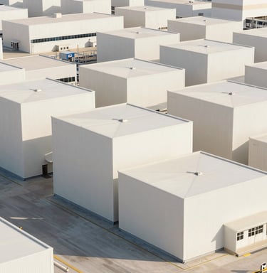 a man riding a skateboard down a street next to tall buildings