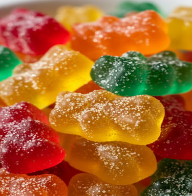 Coloridas gomitas con azúcar en forma de ositos