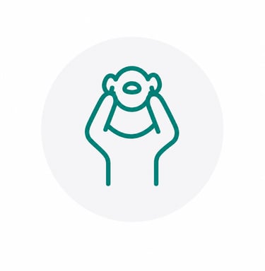 A green line icon of a person covering their ears representing hearing protection or noise sensitivity.