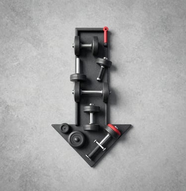 A home workout corner featuring yoga mats, resistance bands, and compact strength training tools.