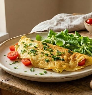 Savory omelette, high protein breakfast ready in minutes