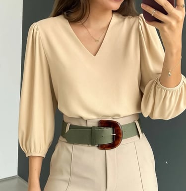 Blusa Feminina Manga 3/4 Tecido Crepe Moda Evangelica Social