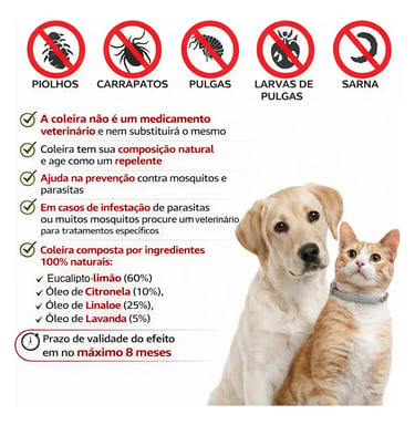 Coleira Anti Pulga Leishmaniose Carrapato Mosquito Cão Gato