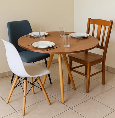 Mesa de jantar 4 lugares de cozinha ou sala redonda de 70cm ou 80cm