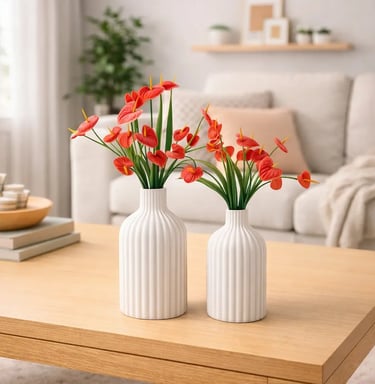 Vasos Decorativos Branco Kit Com 2 Peças 