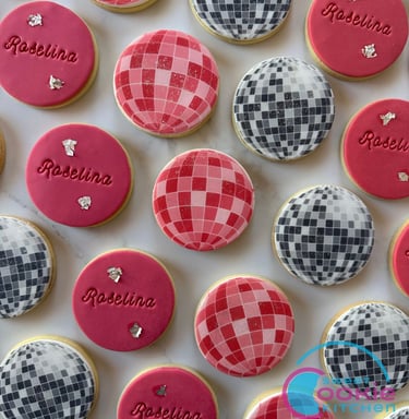 Disco ball birthday fondant cookies