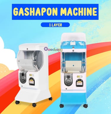 Mesin gashapon full size dengan satu tingkat untuk kapsul mainan.