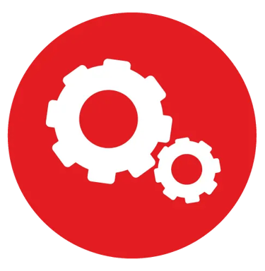 Red cogwheels icon