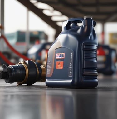 A riverside scene with a gas station sign displaying 'Diesel' in the foreground. Behind the sign, there is a body of water, followed by a line of trees and industrial buildings. Smoke is rising from a chimney, indicating industrial activity. The sky is overcast with clouds.