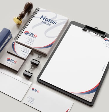 Imagen de aplicaciones de identidad de marca en un mock up