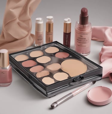 Compact powder in a colorful, modern packaging on a bright background