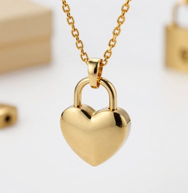 Close-up of a delicate gold necklace with a small pendant resting on a soft fabric background.