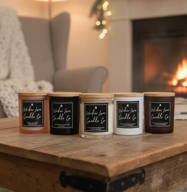 Soy candle range at Wicker Lane Candle Co