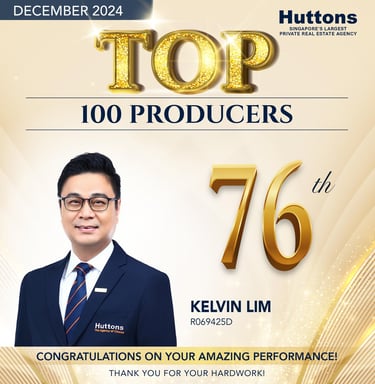 Huttons Real Estate top producer award for Kelvin Lim, ranked 76th in December 2024.