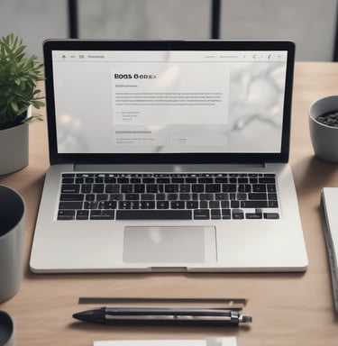 A sleek laptop displaying the Beginner to Boss course homepage with clean navy and grey tones.