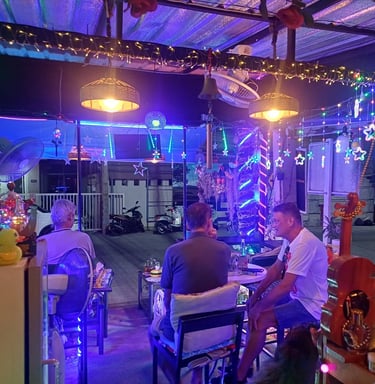 Customers drinking under the lights at Anny Bar, Hua Hin