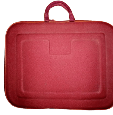 a sleek laptop office bag in red color 