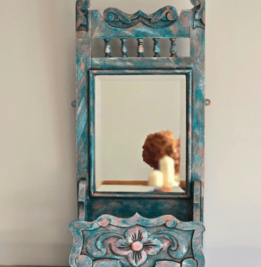 Mahogany wall mirror upcycled in a Boho style