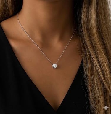 14K White Gold Sterling Silver 1CT Round Bezel Moissanite Necklace 
