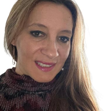 a woman with long hair and a red sweater