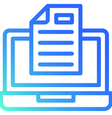 Laptop with document icon representing digital administration and paperwork management