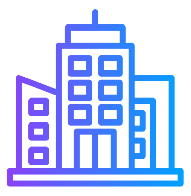 Modern city buildings icon representing urban architecture and real estate