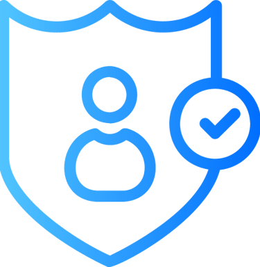 Shield with person and checkmark icon representing user authorization and security verification