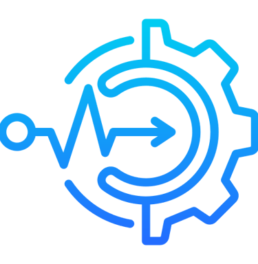Gear with arrow penetrating icon representing market entry and business expansion strategy