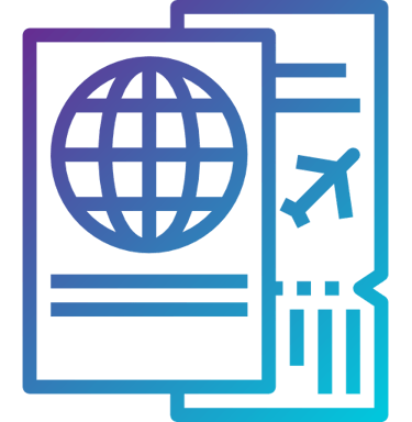 Passport and airline ticket icon representing international travel documentation