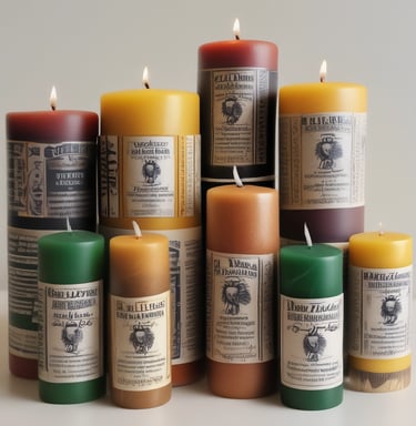 A cozy scene with custom-made candles flickering beside a deck of personalized playing cards.