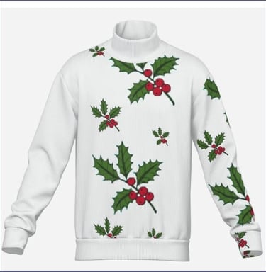 a sweater with holly - themed sweaters