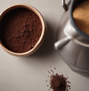 A steaming cup of freshly brewed coffee placed on a rustic wooden table.