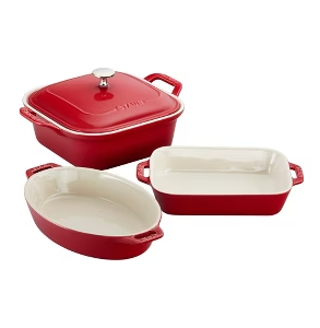 Staub 4-piece porcelain stoneware baking dish set, non-toxic bakeware