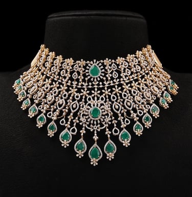 a necklace with emerald and Lab-Grown Diamonds necklaces