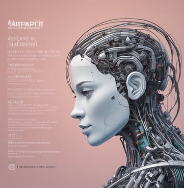 A futuristic and digital-themed image features a stylized circuit board with the words 'Open AI' in bold, glowing letters. Above it is a design that resembles an AI or robot face with neon accents. The background consists of a network of interconnected blue lines and nodes, suggesting themes of technology and connectivity.