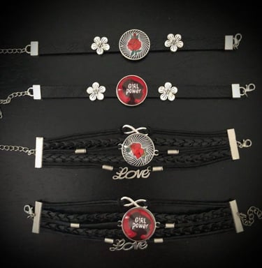 Bracelets réglables en similicuir girl power, old school, 