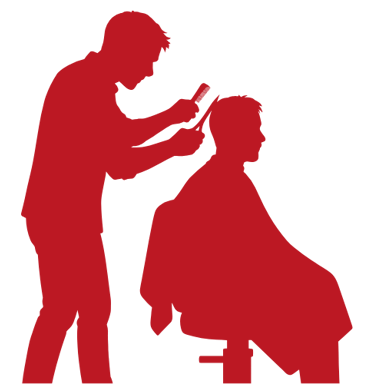 a man is getting his hair cut by a barber