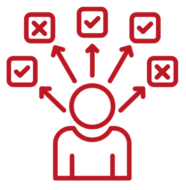 a person with a red and white icon