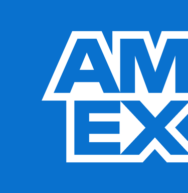 Official blue and white American Express AMEX credit card logo icon for financial services.