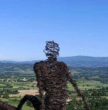 Le penseur sculpture fil de fer Wilfrid Bricourt
