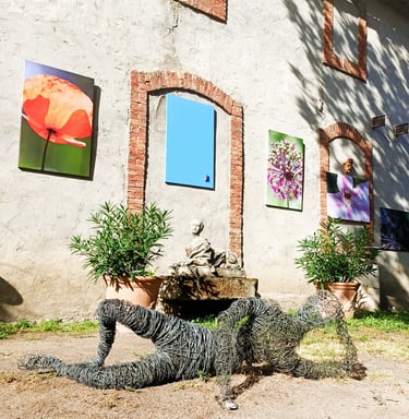 homme allonge Caderousse sculpture fil de fer artiste Wilfrid Bricourt