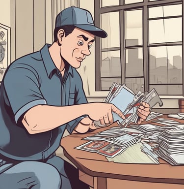 A close-up of vintage sports cards arranged neatly on a table.