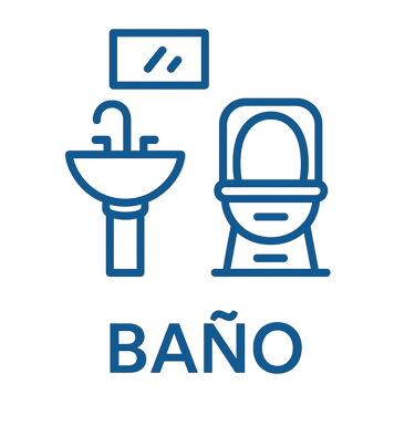 Ícono azul que representa baño completo con lavabo e inodoro, imagen ilustrativa