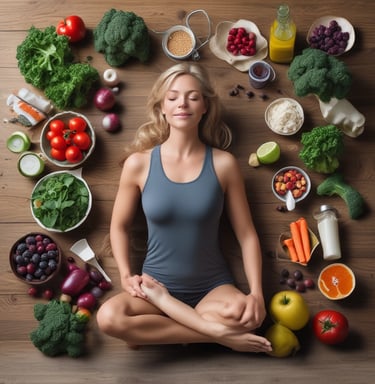 Fresh fruits and vegetables arranged in a colorful display.