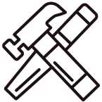 build logo, Pencil and hammer