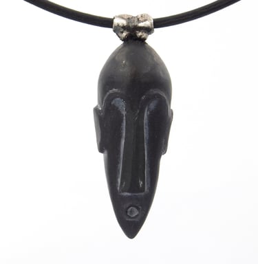 Pendant, African mask, stone, contemporary jewellry