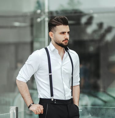 White tailored shirt with black pants for a classy look